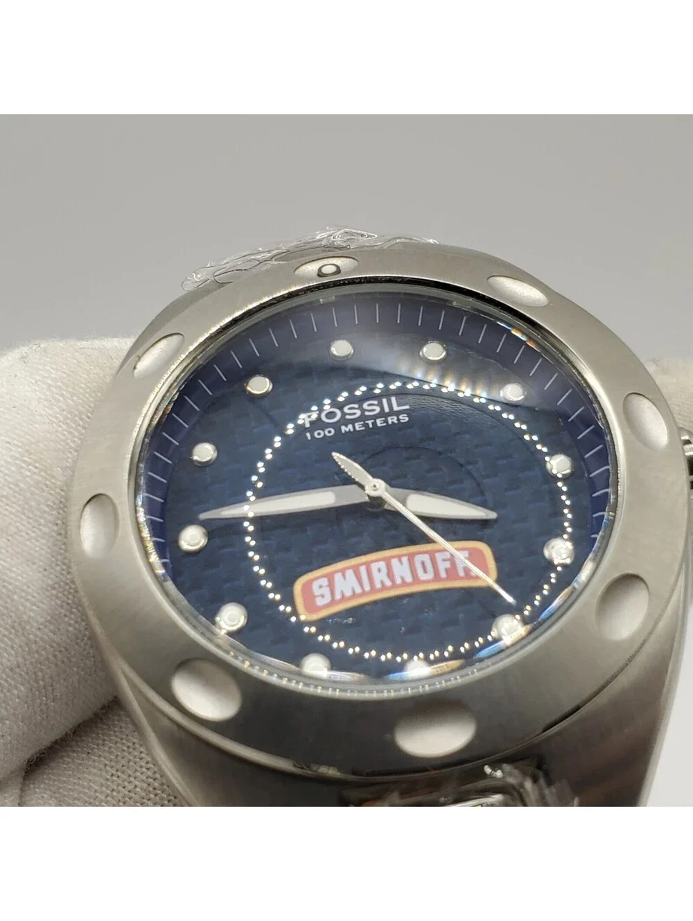 Fossil PR-5098 Smirnoff Watch With Tag 39mm Blue Dial New Battery